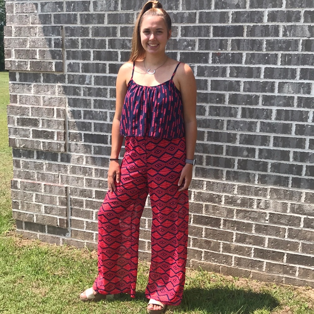 Hot pink and navel pant suit